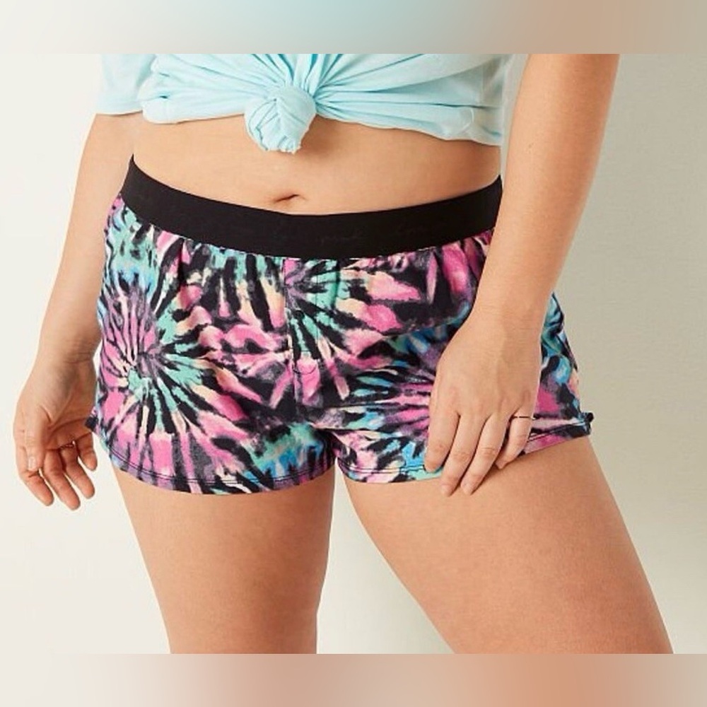 Victoria’s Secret PINK Cotton Sleep Boxy Shorts – Rainbow Tie-Dye – Size M